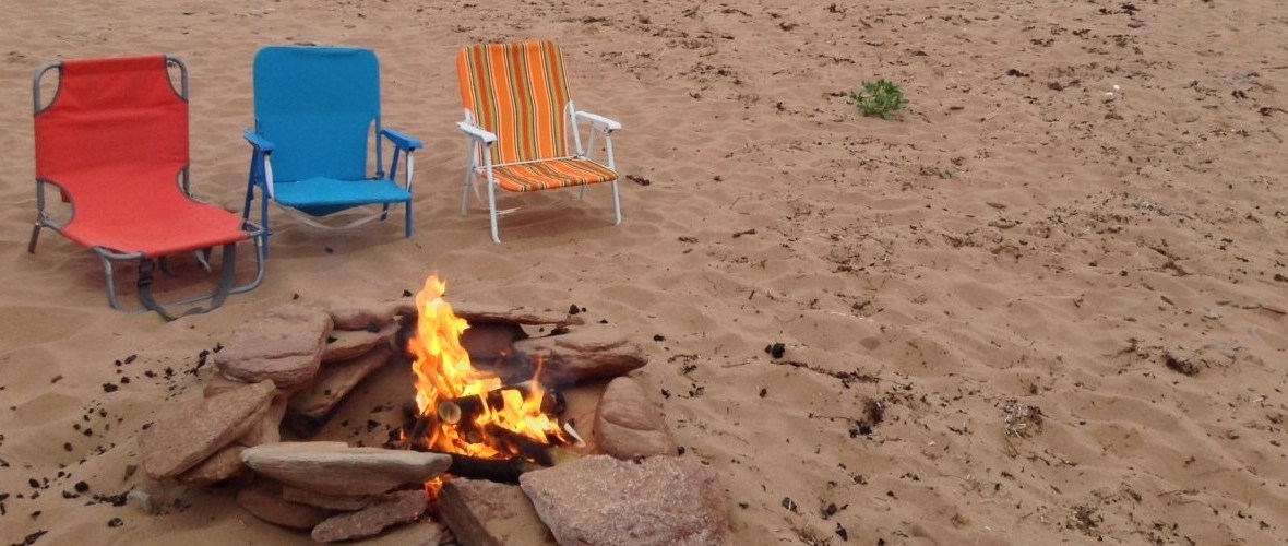 fire pit on beach at PEI Beach House at Cousins Shore